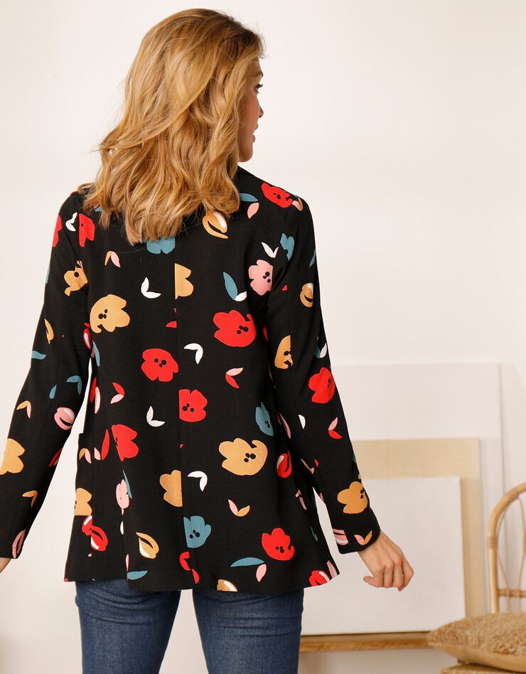 Veste fluide imprimée (noir / corail) Veste fluide imprimée (noir / corail)