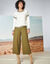 Pantalon taille haute, effet jupe-culotte (kaki)