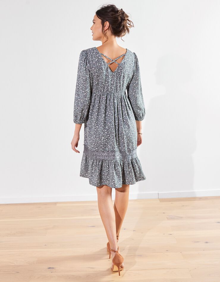 Robe dos lacé imprimée minimaliste (bronze) Robe dos lacé imprimée minimaliste (bronze)
