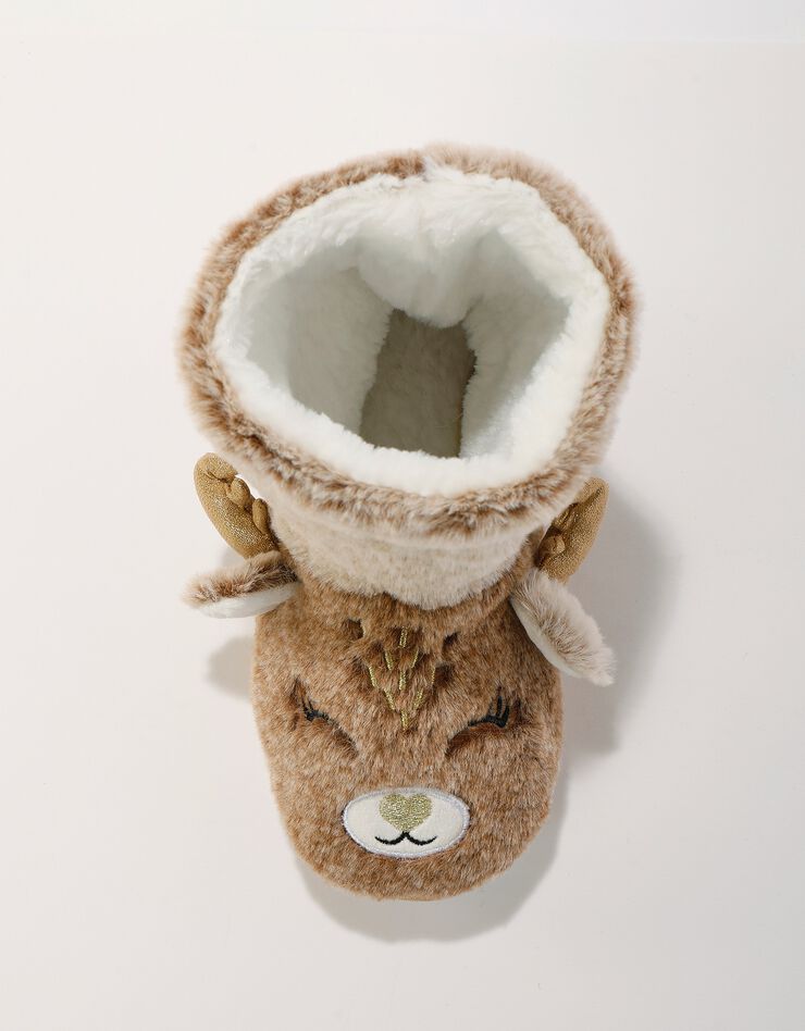 Bottillons tête cerf - intérieur fourré toucher peluche (beige) Bottillons tête cerf - intérieur fourré toucher peluche (beige)