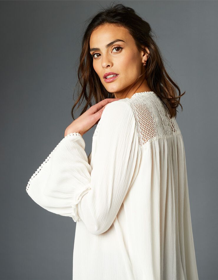 Blouse macramé manches longues (ivoire) Blouse macramé manches longues (ivoire)