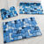 Tapis de bain mosaïque toucher peluche (bleu)