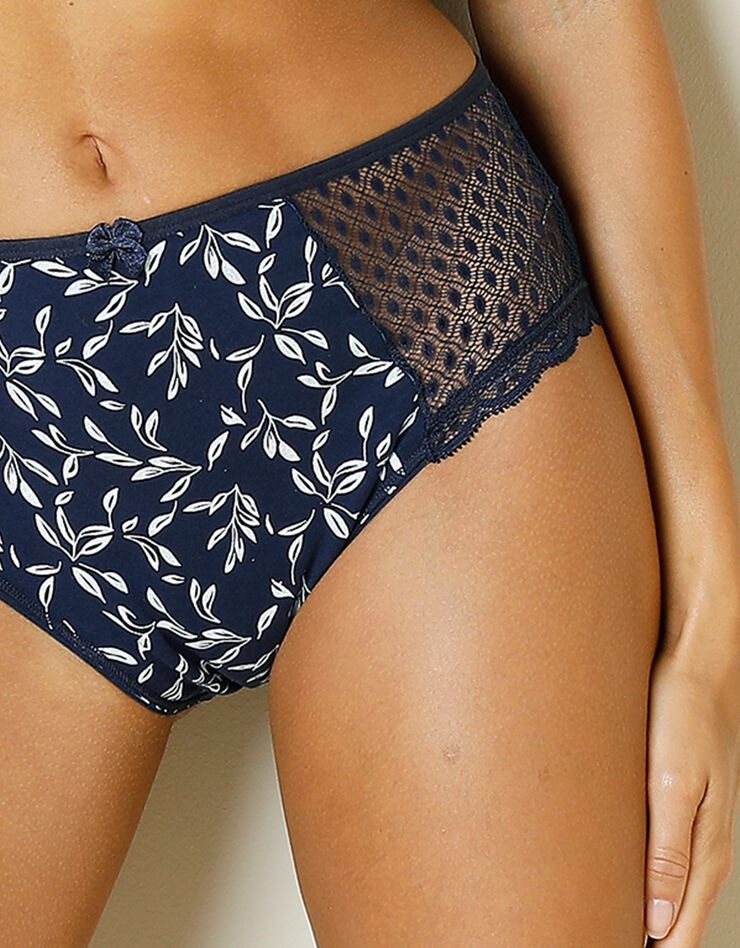 Culotte maxi dentelle coton uni et imprimé feuillage Tropea - lot de 4 (émeraude + marine) Culotte maxi dentelle coton uni et imprimé feuillage Tropea - lot de 4 (émeraude + marine)
