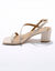 Sandales à fines brides effet croco et talon carré (crème)