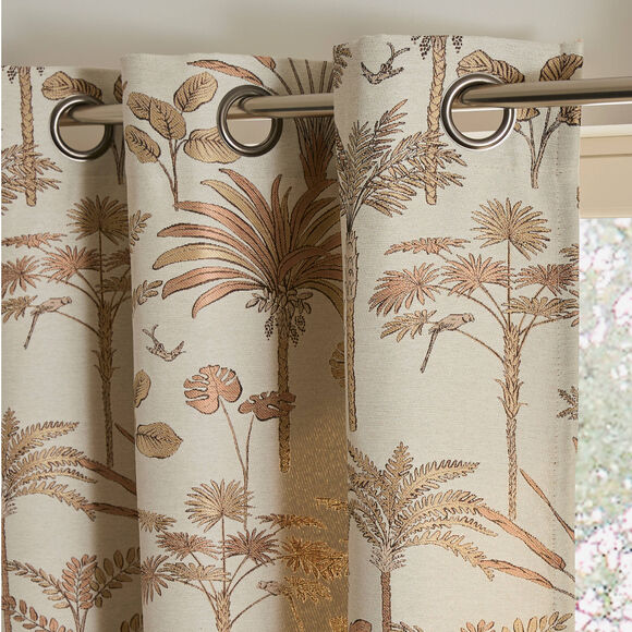 Rideau jacquard motif palmiers (terracotta)