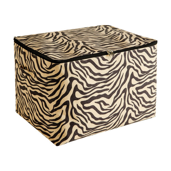 Housse de rangement zipp&eacute;e taille M imprim&eacute; z&egrave;bre (noir/gr&egrave;ge)