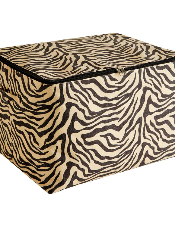 Housse de rangement zipp&eacute;e taille M imprim&eacute; z&egrave;bre (noir/gr&egrave;ge)