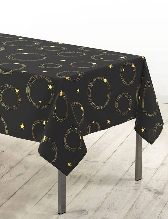 Nappe imprimée étoiles dorées (noir / doré)