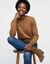 Pull col rond uni, manches longues, toucher doux (noisette)