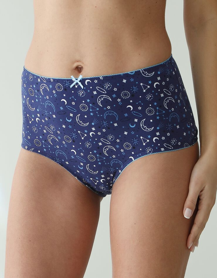 Culotte maxi coton imprimée "cosmic" - lot de 4 (bleu) Culotte maxi coton imprimée "cosmic" - lot de 4 (bleu)