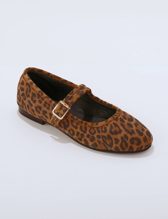 Babies cuir motif l&eacute;opard (marron / noir)