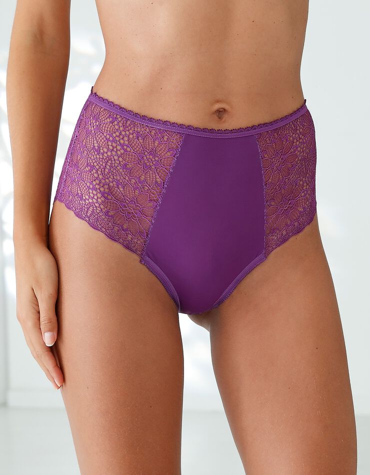 Culotte forme maxi microfibre et dentelle stretch - lot de 2 (violine) Culotte forme maxi microfibre et dentelle stretch - lot de 2 (violine)