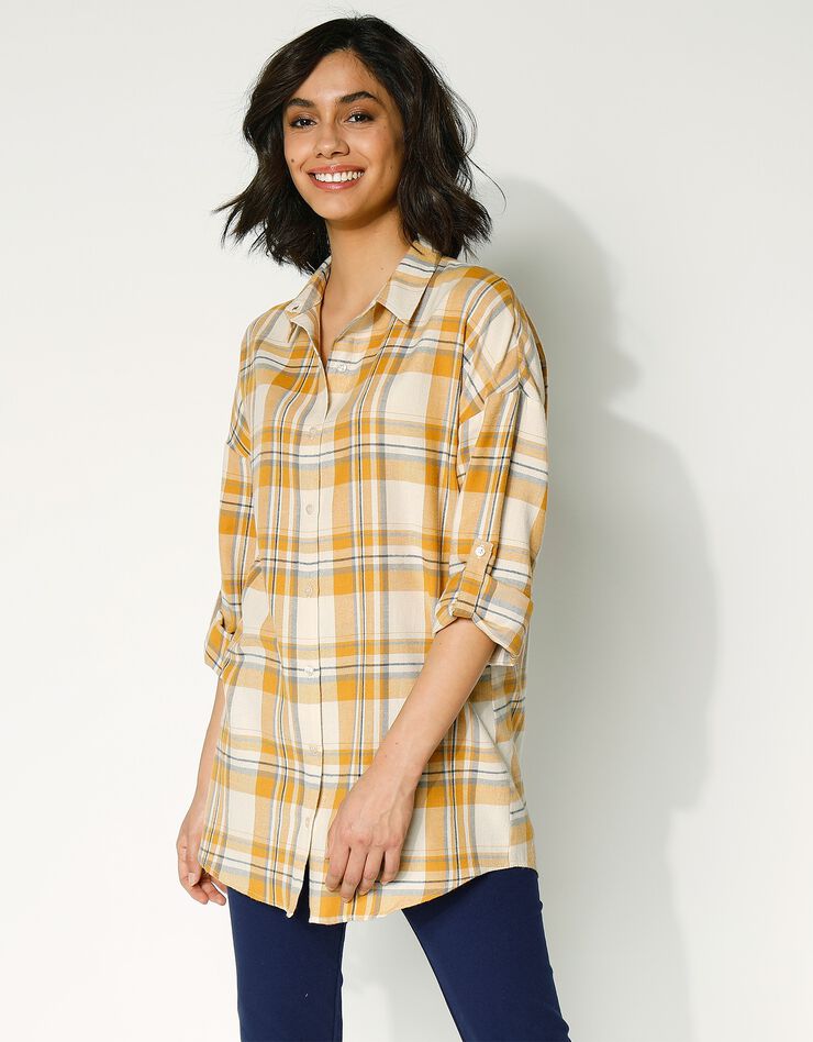 Chemise flanelle à carreaux (écru / miel) Chemise flanelle à carreaux (écru / miel)