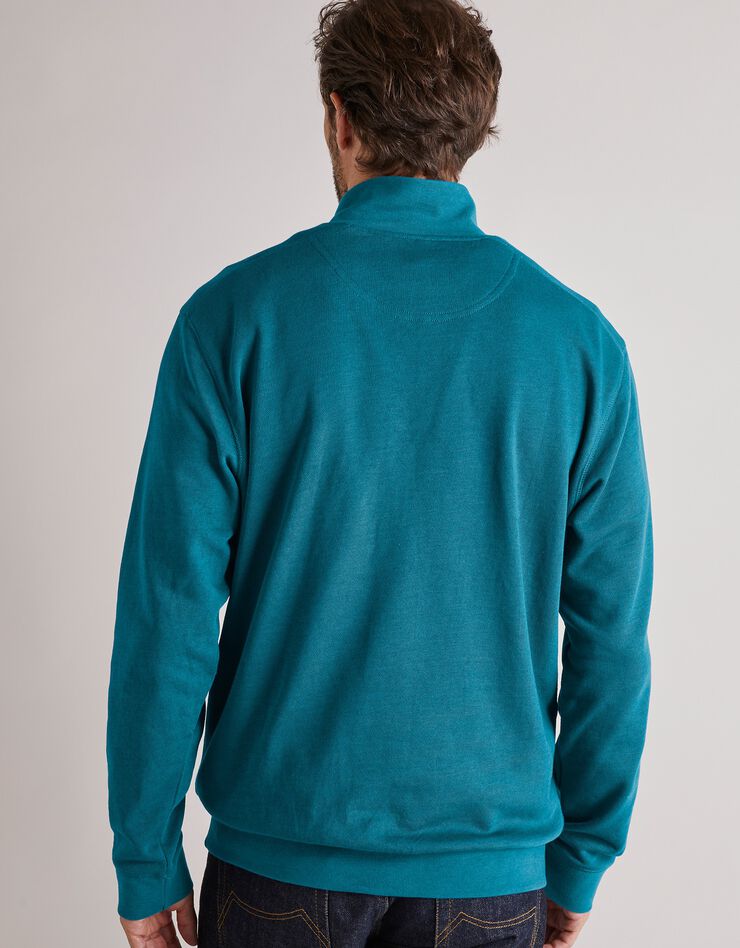 Sweat molleton col camionneur zippé (bleu canard) Sweat molleton col camionneur zippé (bleu canard)