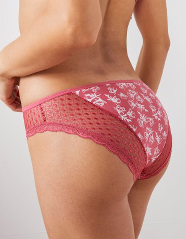 Culotte midi dentelle coton imprimé "papillons" Tropea - lot de 4 (cerise + vert d'eau) Culotte midi dentelle coton imprimé "papillons" Tropea - lot de 4 (cerise + vert d'eau)