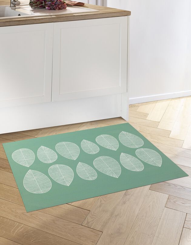 Tapis vinyle décor feuilles (vert)