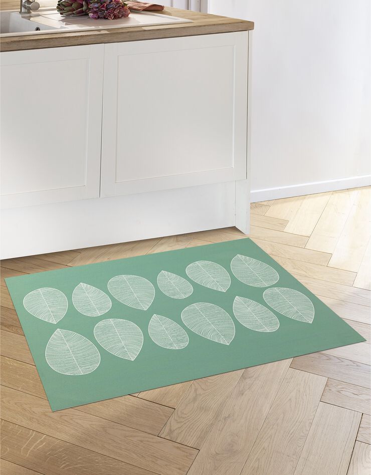 Tapis vinyle décor feuilles (vert) Tapis vinyle décor feuilles (vert)