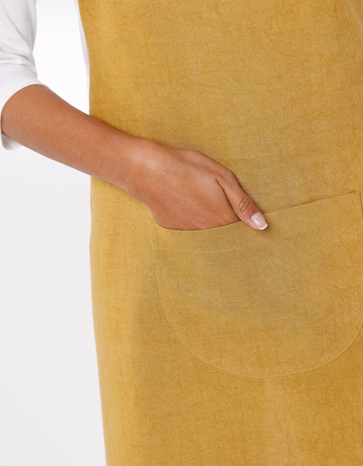 Tablier bavette coton et lin uni personnalisable (jaune)