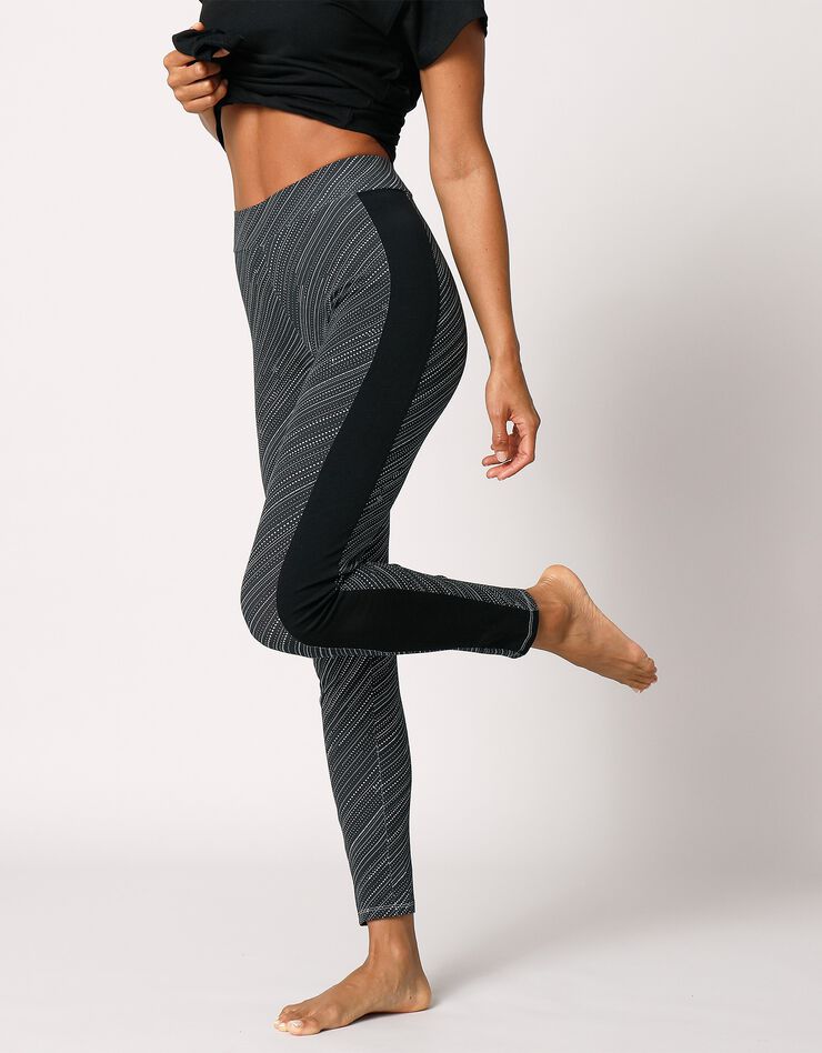Legging imprimé bandes contrastées côtés (noir / blanc) Legging imprimé bandes contrastées côtés (noir / blanc)