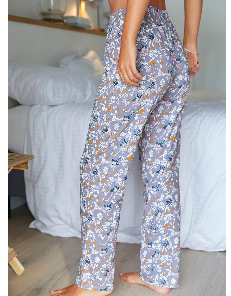 volwassen De kamer schoonmaken Detector Pantalon pyjama coton imprimé "pétales", parme / écru | Blancheporte