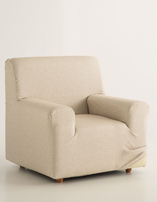 Housse extensible jacquard chiné fauteuil canapé (beige)