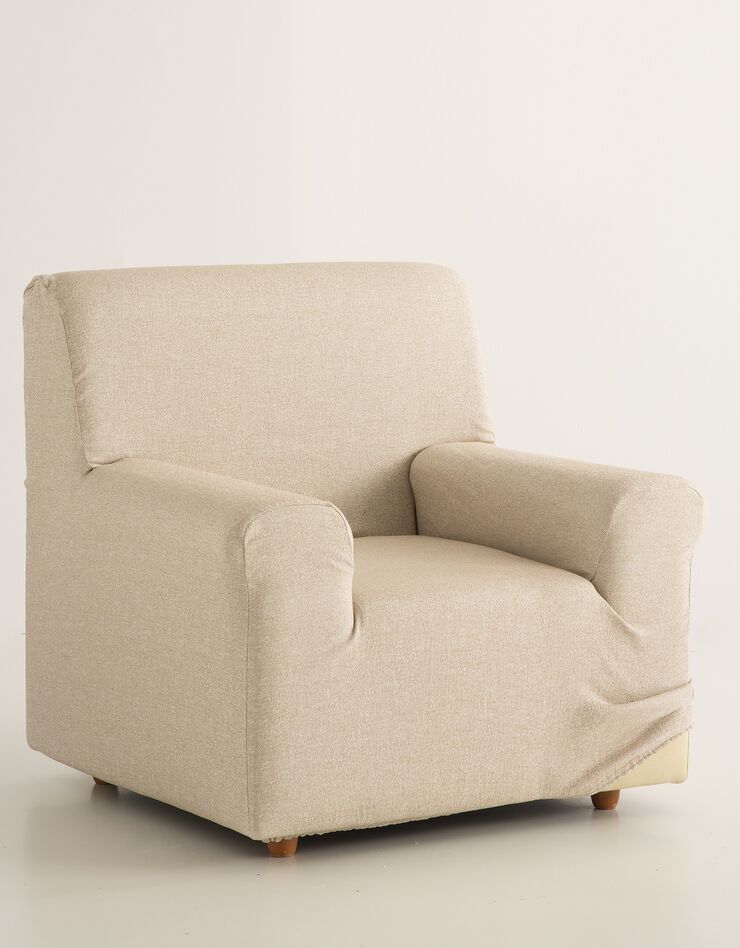 Housse extensible jacquard chiné fauteuil canapé (beige)