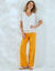 Pantalon large stretch, taille élastiquée (safran)