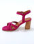 Sandales cro&ucirc;te de cuir &agrave; talon (fuchsia)