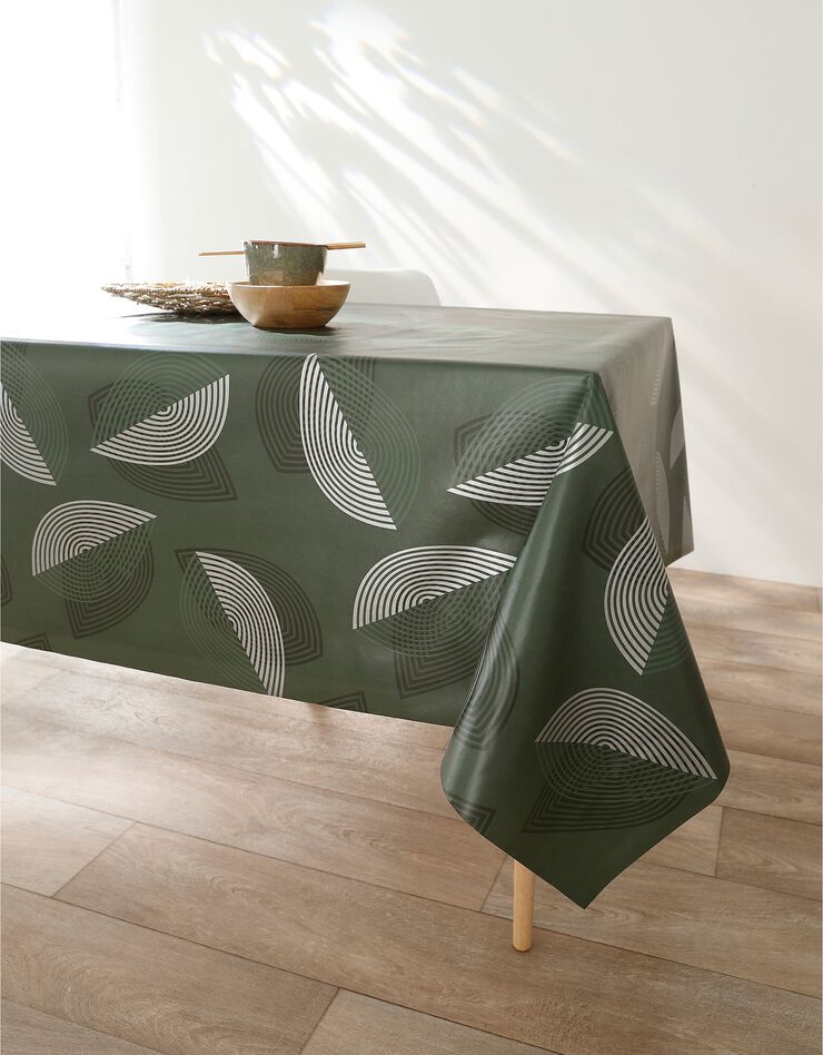 Nappe toile cirée motifs feuilles (vert)