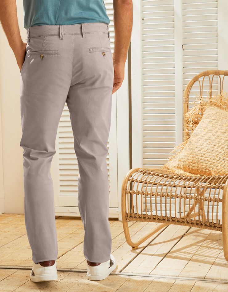 Pantalon chino uni sergé stretch grand confort (beige)