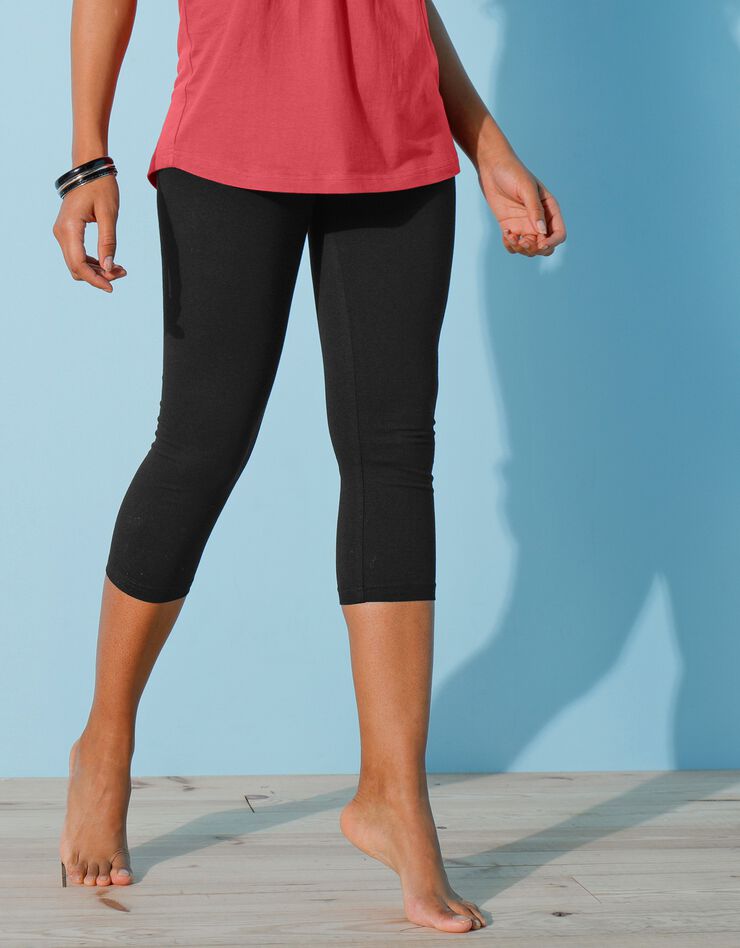Corsaire extensible taille élastiquée - lot de 3 (praline + blanc + noir)