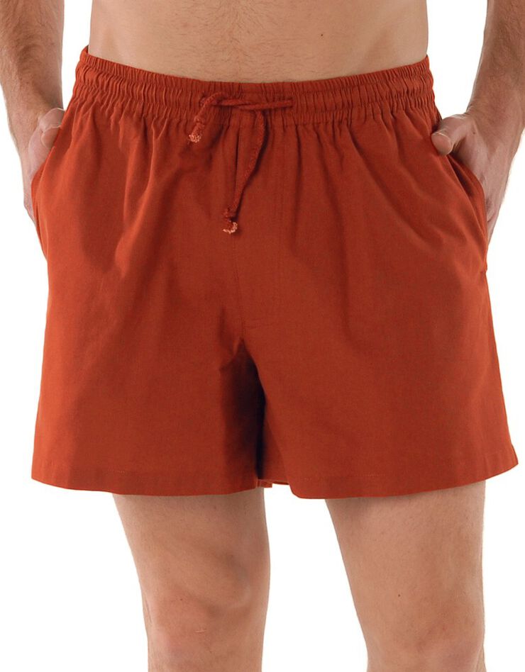 Short toile taille élastiquée (brique)