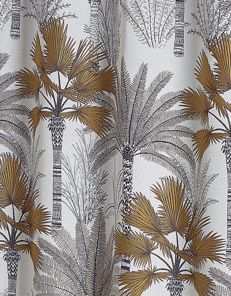 Rideau jacquard motif palmiers finition oeillets (blanc / doré)