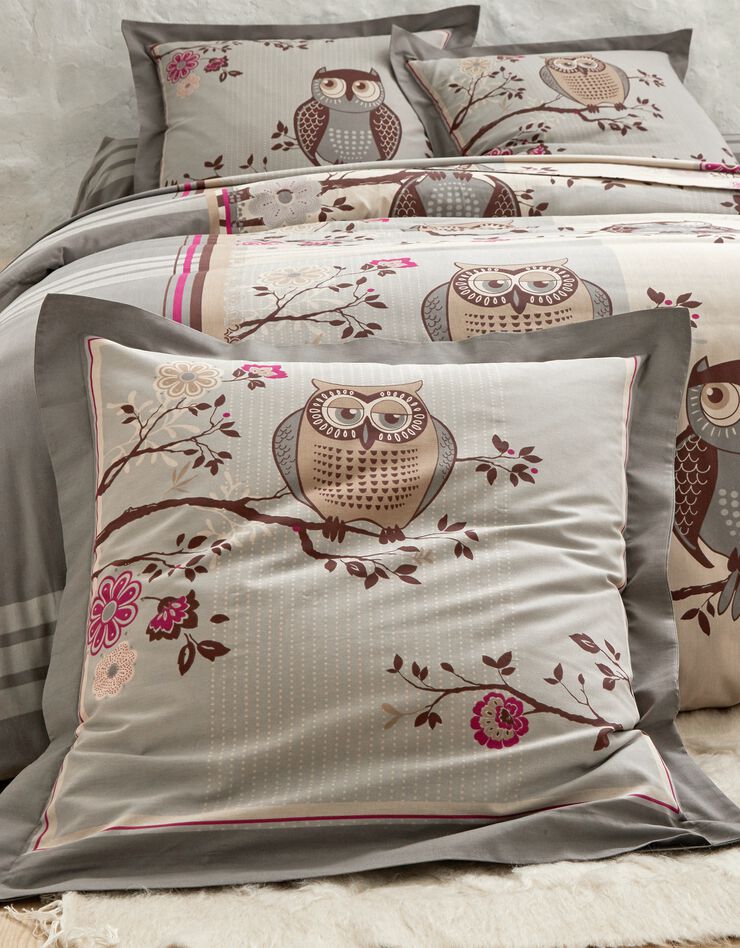 Linge de lit Chouette coton (gris)