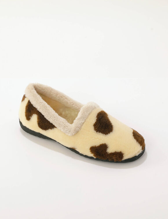 Chaussons motif animalier asym&eacute;trique (&eacute;cru / marron)