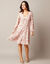 Robe courte imprimée, maille plissée (écru / rose)