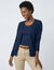 Gilet boutonn&eacute; col V, laine d'agneau (marine)
