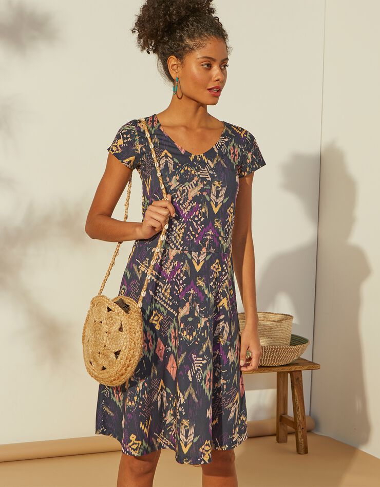 Robe courte imprimée (marine / corail) Robe courte imprimée (marine / corail)