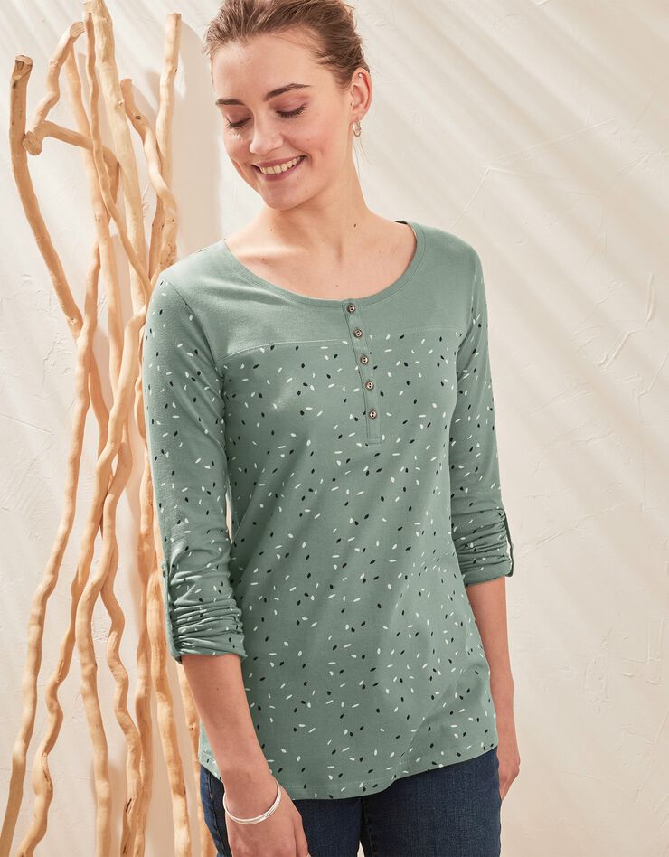 Tee-shirt tunisien imprimé manches longues (kaki) Tee-shirt tunisien imprimé manches longues (kaki)