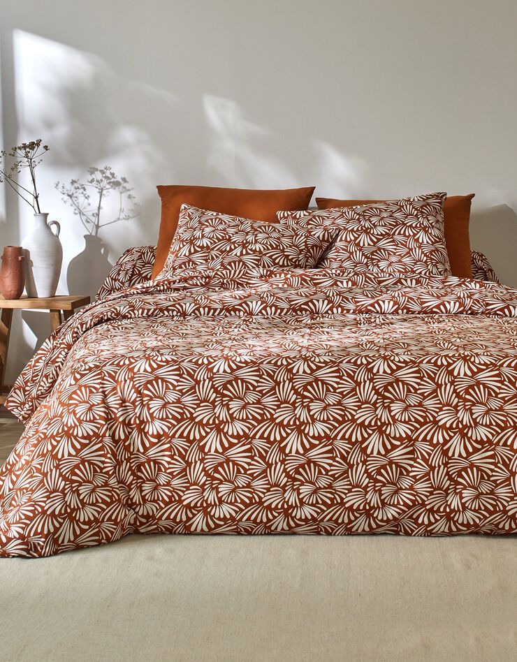 Linge de lit Vick en coton imprimé graphique (caramel)