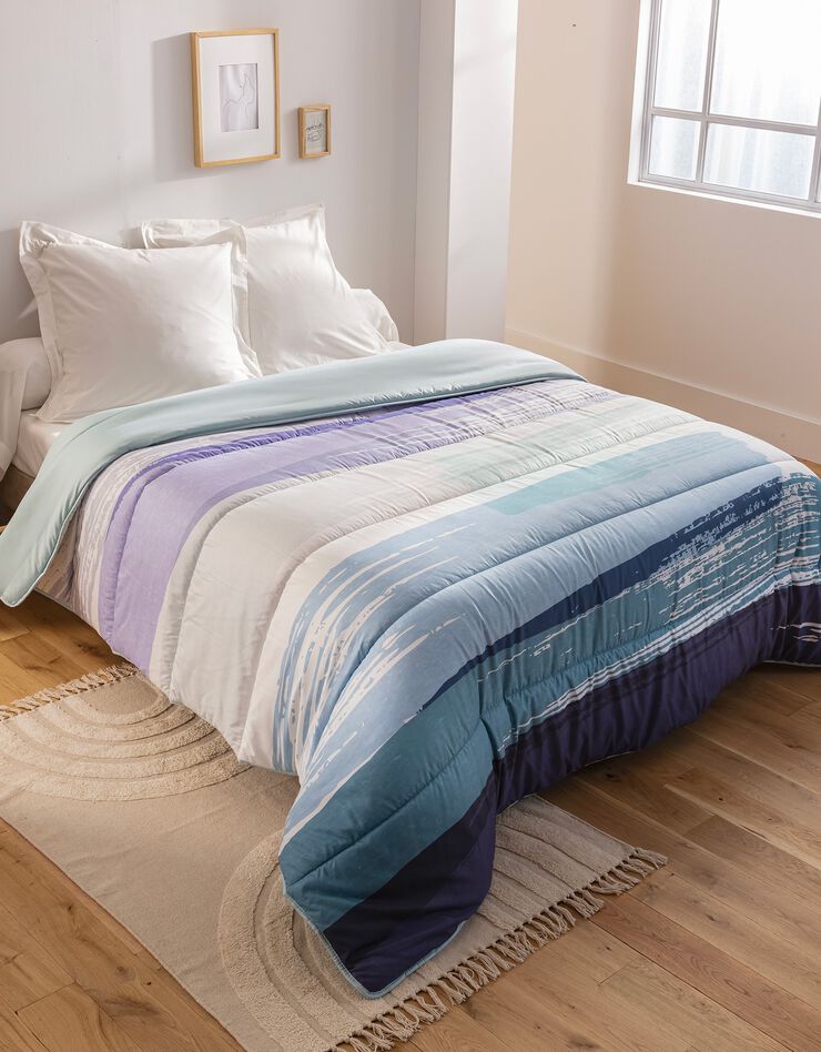 Couette microfibre imprimée Pastel 400g/m2 (bleu)