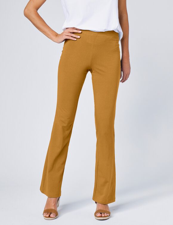 Legging bootcut uni, taille élastiquée (miel)