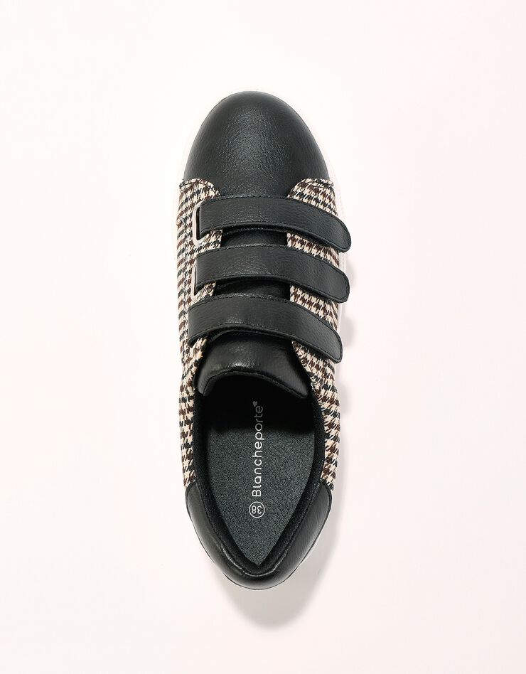 Tennis scratchées bimatière - motifs carreaux (noir) Tennis scratchées bimatière - motifs carreaux (noir)