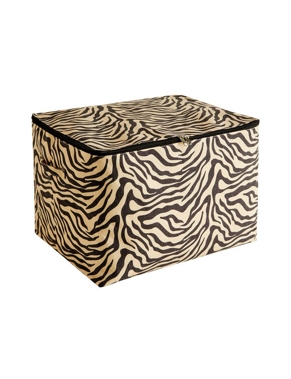 Housse de rangement zipp&eacute;e taille M imprim&eacute; z&egrave;bre (noir/gr&egrave;ge)