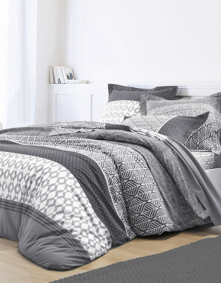 Linge de lit Tommy imprimé géométrique - coton (gris)