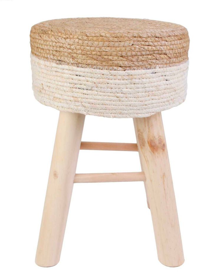 Tabouret avec assise bicolore tressée  (naturel)