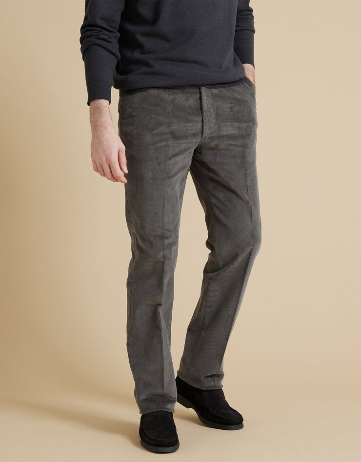 Pantalon velours taille élastiquée sans pince (gris)