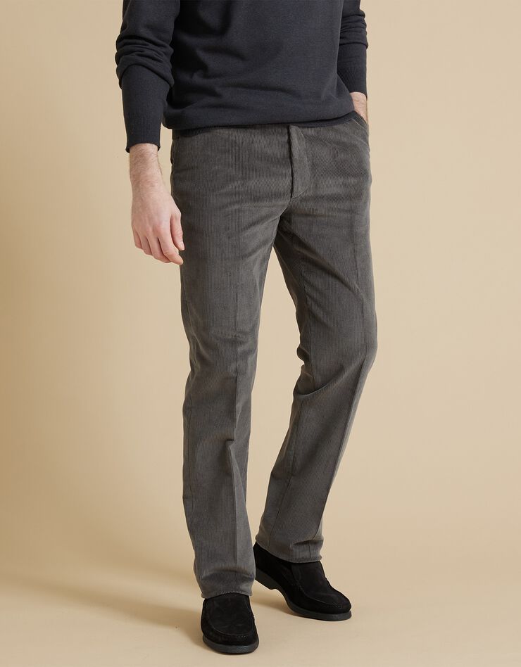 Pantalon velours taille élastiquée sans pince (gris) Pantalon velours taille élastiquée sans pince (gris)