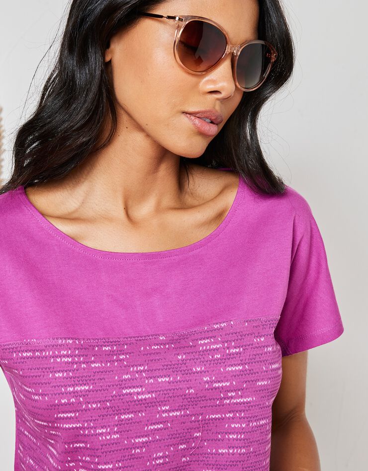 Tee-shirt imprimé col rond (violine) Tee-shirt imprimé col rond (violine)