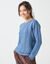 Pull col rond, maille torsad&eacute;e (bleu jean)